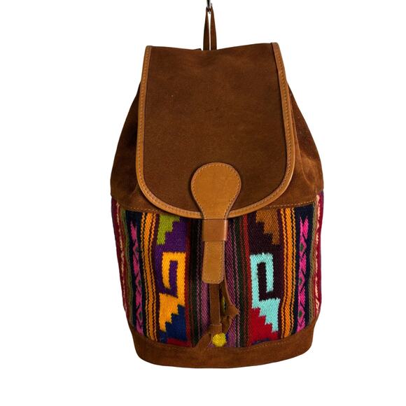 Malky Handbags - MALKY Arte Nativa Leather/Wool Mini Backpack with Aztec design
